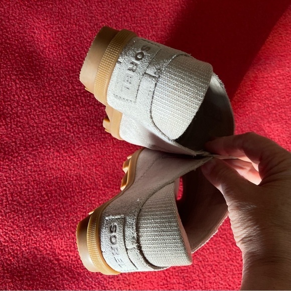 SOREL Sz 7.5 Joanie II Slip On Suede Nubuck Slide Wedges in Dove Colourway Shoes - Picture 10 of 10